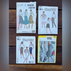 Four Vintage 1980s Sewing Patterns